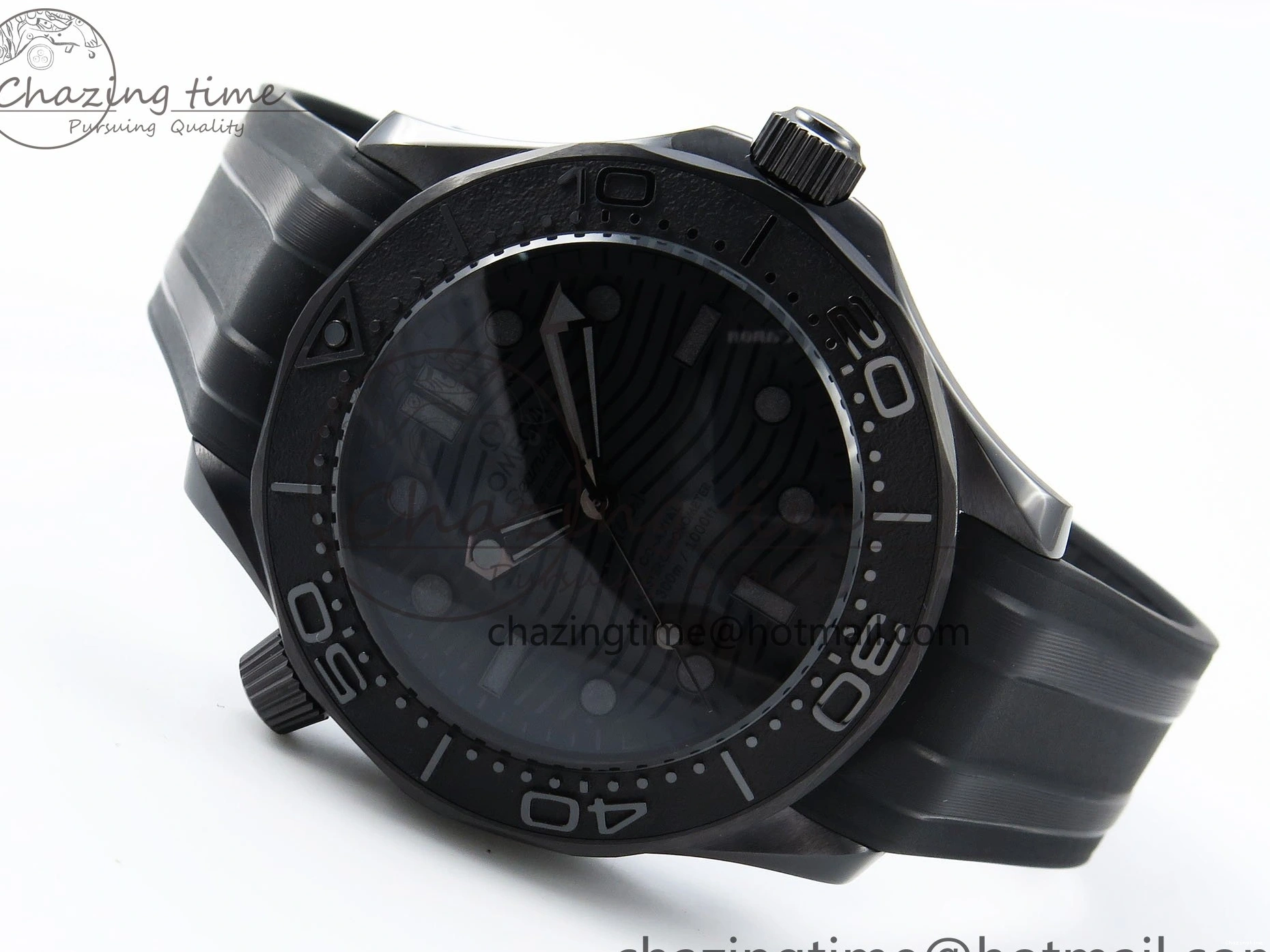 0405 Seamaster 300m 43.5mm Black Ceramic S+F 1:1 Best Edition Black Dial on Black Rubber Strap A WrinkleFree 7731